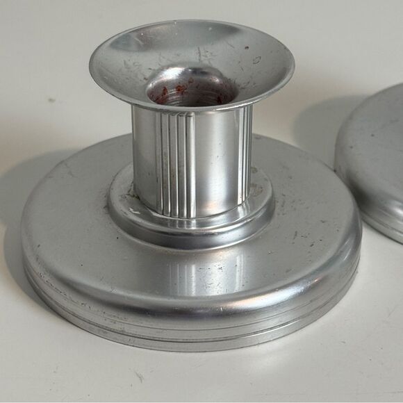 Vintage Kensington Aluminum Art Deco Candle Stick Holders 2.5x4” - Picture 2 of 7